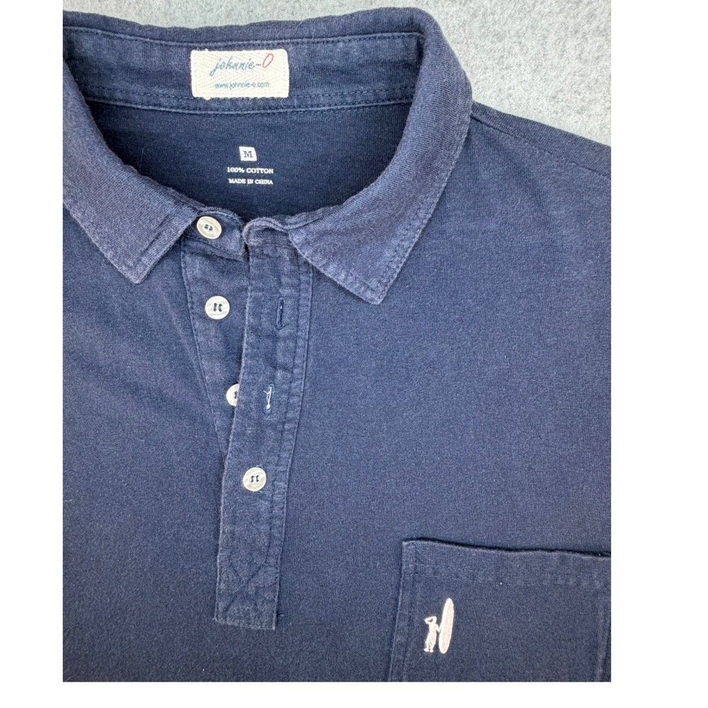 Johnnie-O Mens Navy Blue 100% Cotton Short Sleeve Pocket Polo Shirt Size M